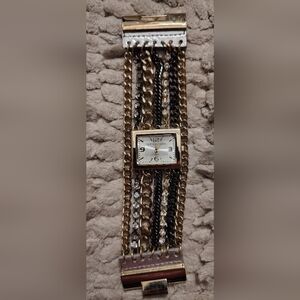 Gold and Black Chain Watch